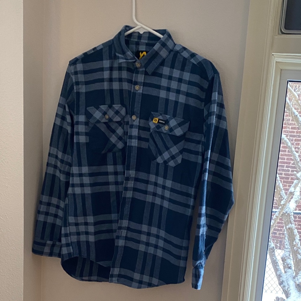 Men's Plaid Button-Down Shirt - Navy/Light Blue